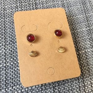 Red and Gold Earring Set